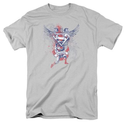 Superman Justice Upheld Mens T Shirt Silver Retro Pop Classics
