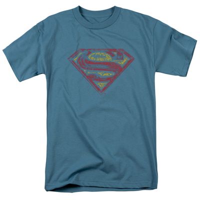 Superman S Shield Rough Mens T Shirt Slate Retro Pop Classics