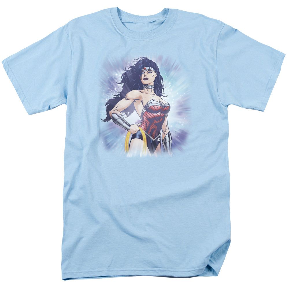 Justice League Warrior Mens T Shirt Light Blue Retro Pop Classics