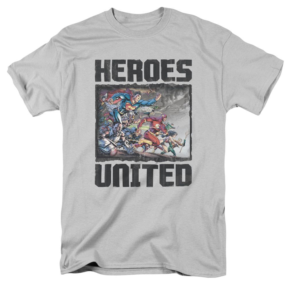 Justice League the Charge Mens T Shirt Silver Retro Pop Classics