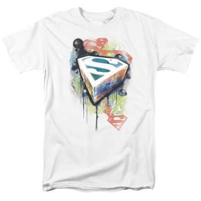 Superman Urban Shields Mens T Shirt White Retro Pop Classics