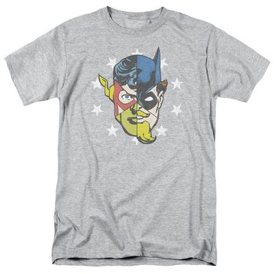 Justice League Face Off Mens T Shirt Athletic Heather Retro Pop Classics