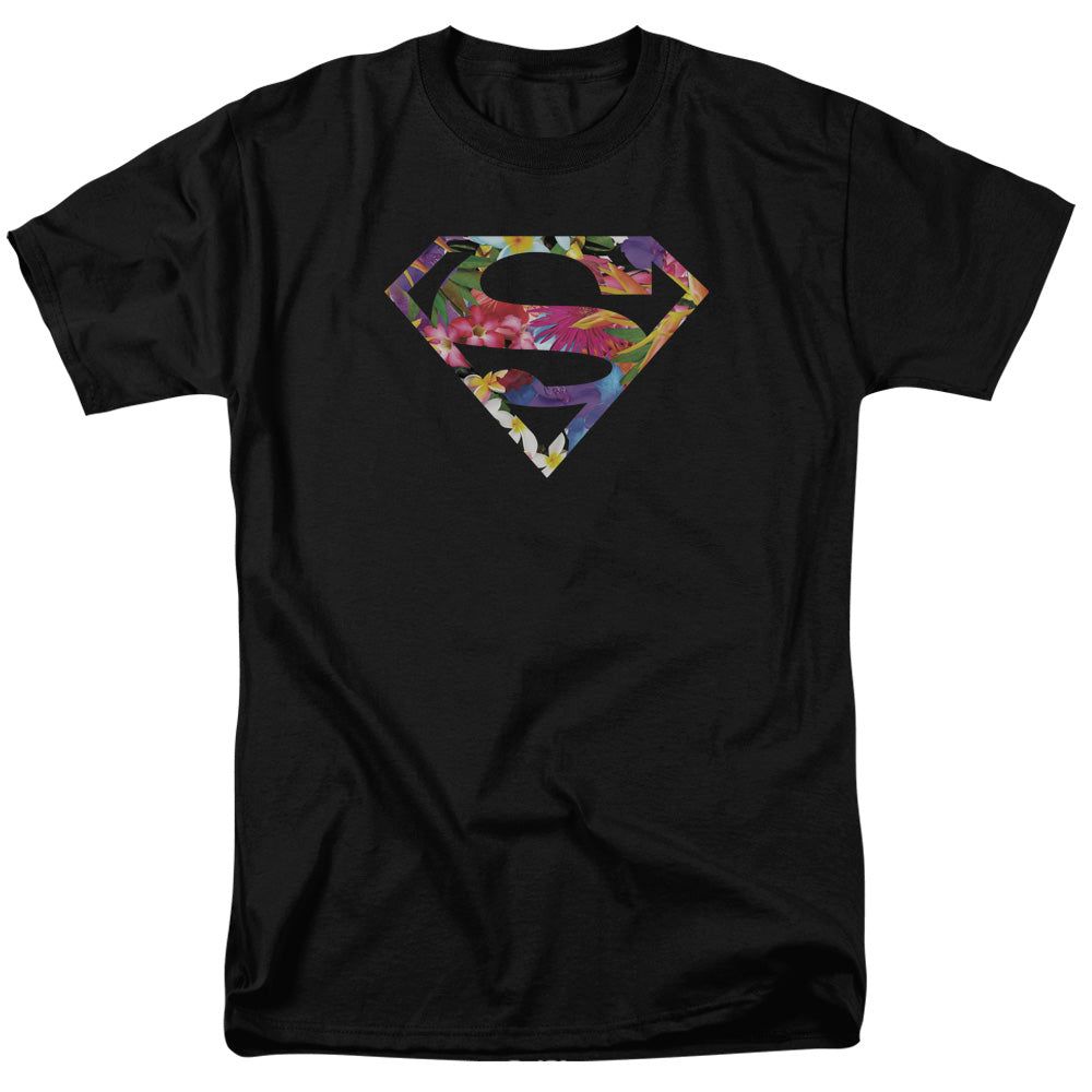 Superman Hawaiian Shield Mens T Shirt Black Retro Pop Classics