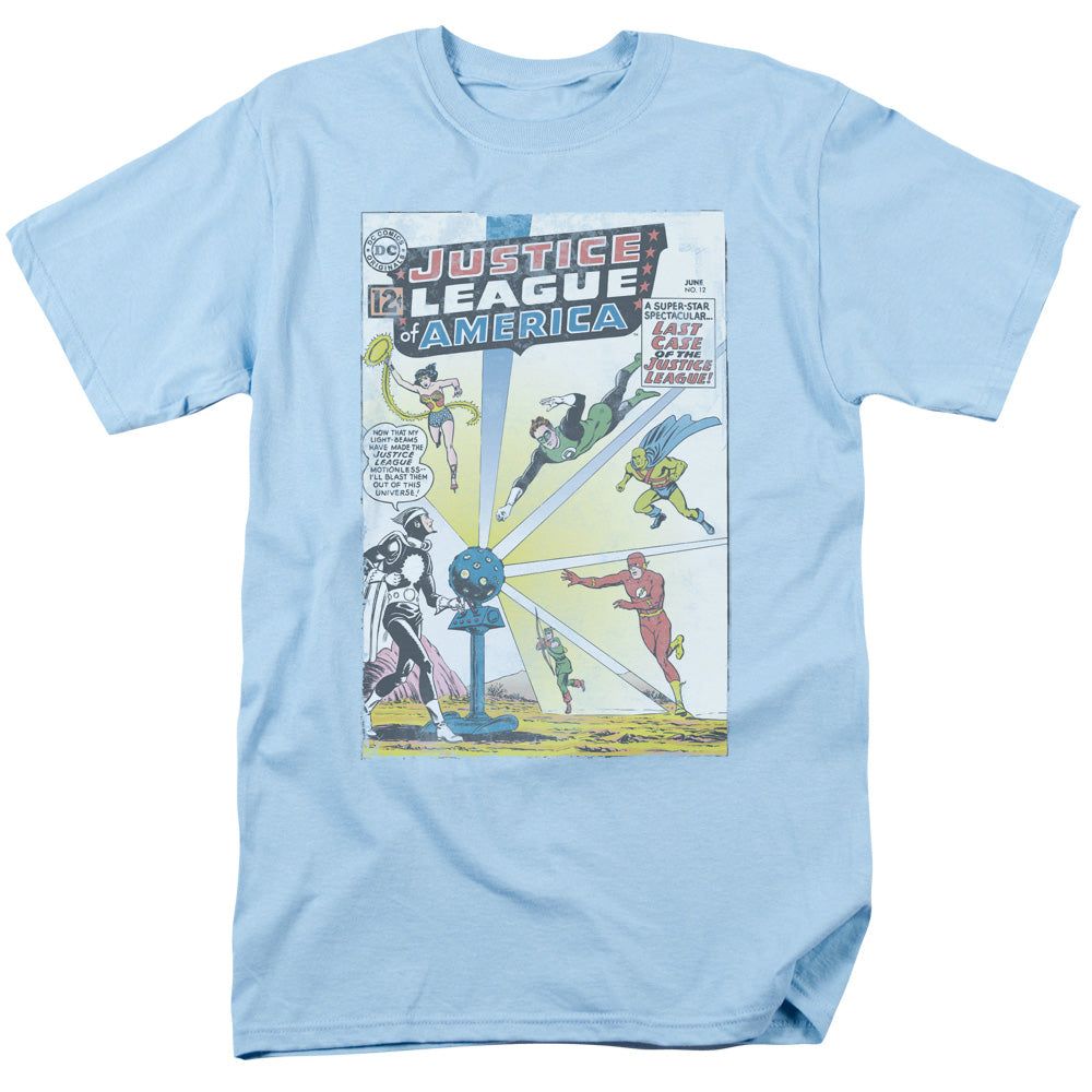 Justice League Vintage Cover 12 Mens T Shirt Light Blue Retro Pop Classics