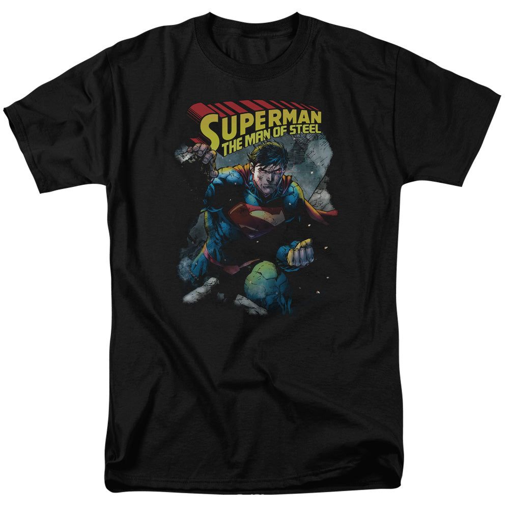 Superman Through The Rubble Mens T Shirt Black Retro Pop Classics