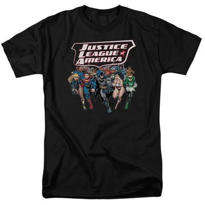 Justice League Charging Justice Mens T Shirt Black Retro Pop Classics