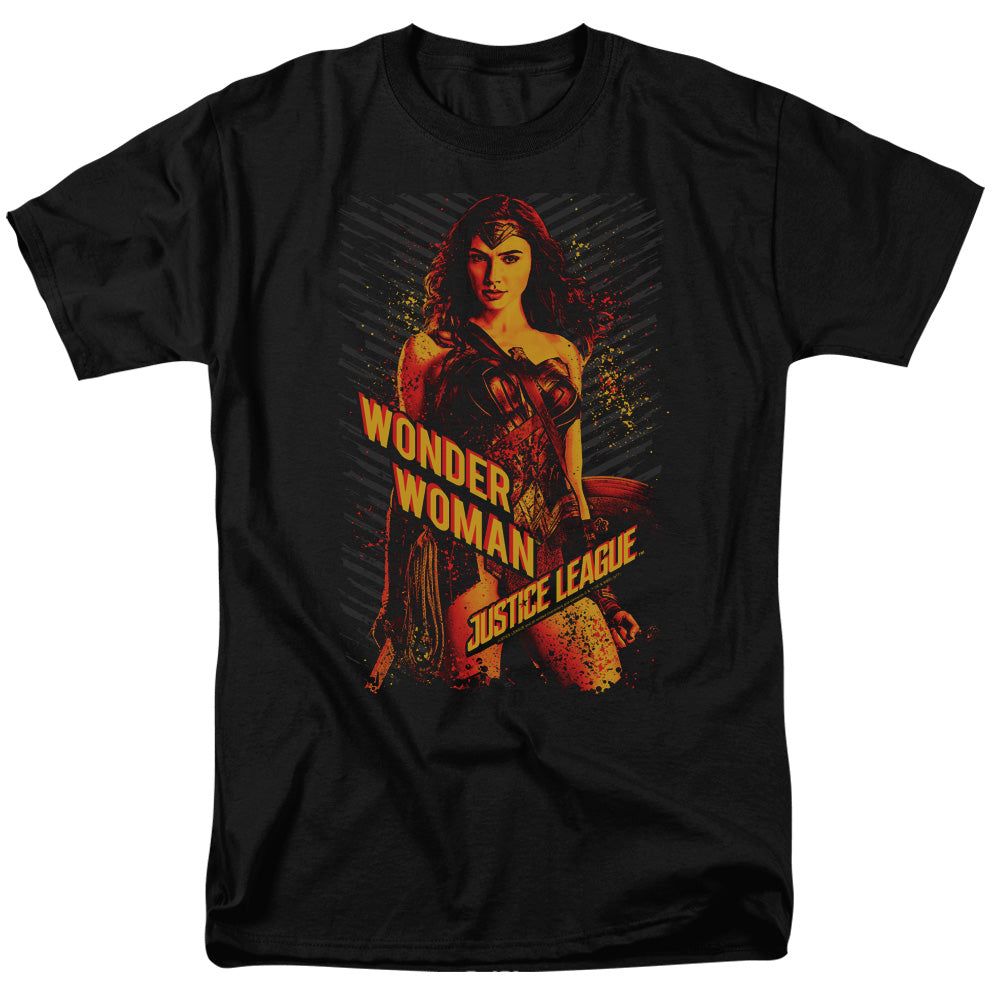 Justice League Movie Wonder Woman Mens T Shirt Black Retro Pop Classics