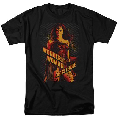Justice League Movie Wonder Woman Mens T Shirt Black Retro Pop Classics