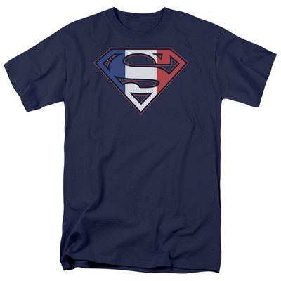 Superman French Shield Mens T Shirt Navy Retro Pop Classics