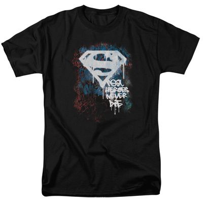Superman Real Heroes Never Die Mens T Shirt Black Retro Pop Classics