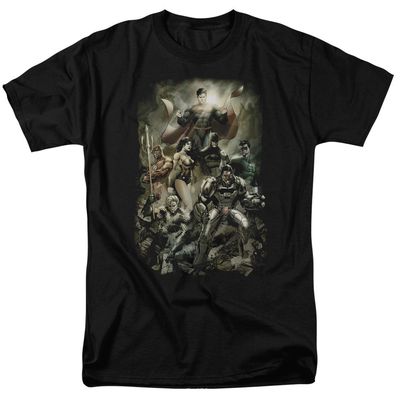 Justice League Aftermath Mens T Shirt Black Retro Pop Classics