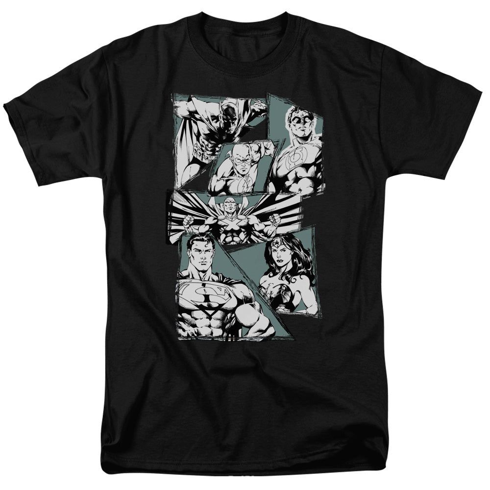 Justice League a Mighty League Mens T Shirt Black Retro Pop Classics