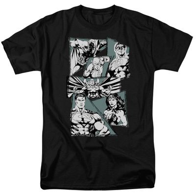 Justice League a Mighty League Mens T Shirt Black Retro Pop Classics