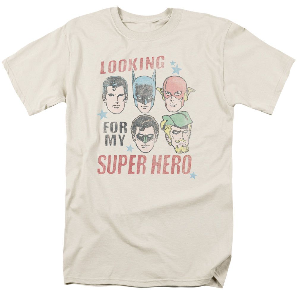 Justice League My Super Hero Mens T Shirt Cream Retro Pop Classics