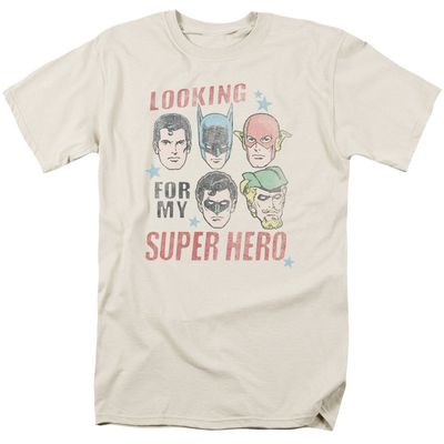 Justice League My Super Hero Mens T Shirt Cream Retro Pop Classics