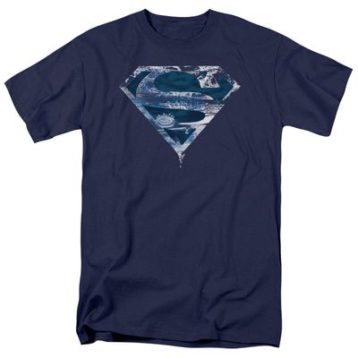 Superman Water Shield Mens T Shirt Navy Retro Pop Classics