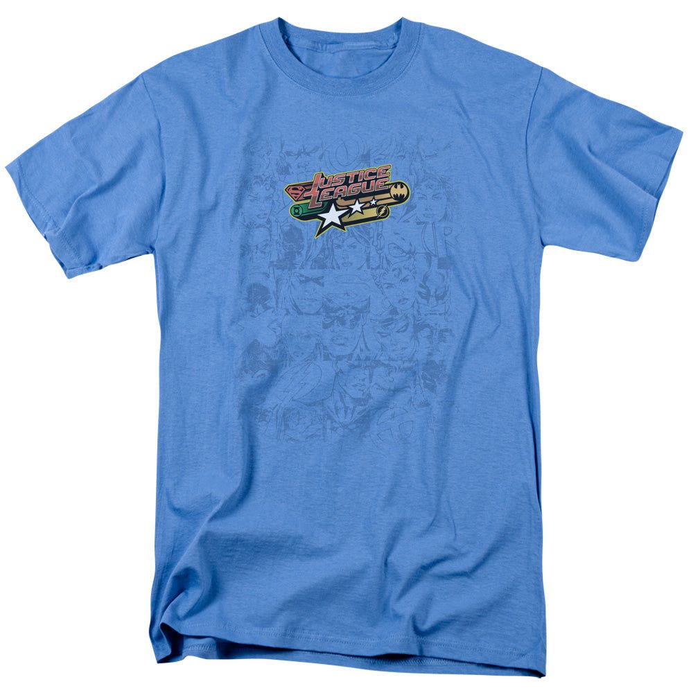 Justice League On Call Mens T Shirt Carolina Blue Retro Pop Classics