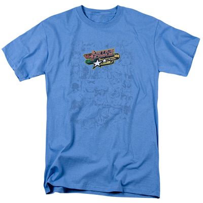 Justice League On Call Mens T Shirt Carolina Blue Retro Pop Classics
