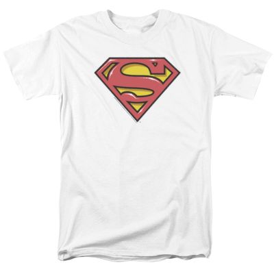 Superman Airbrush Shield Mens T Shirt White Retro Pop Classics