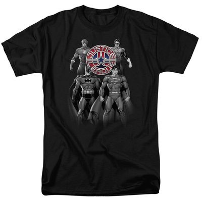 Justice League Shades of Gray Mens T Shirt Black Retro Pop Classics