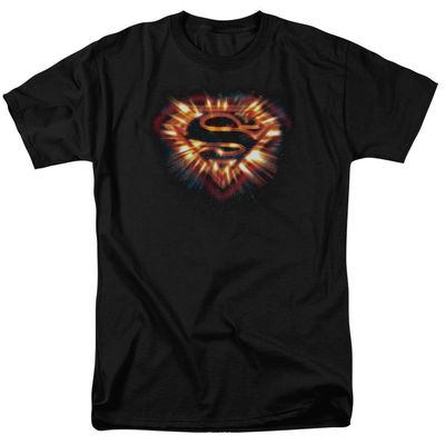 Superman Space Burst Shield Mens T Shirt Black Retro Pop Classics
