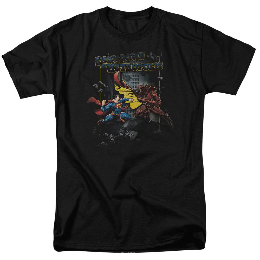 Superman Showdown Mens T Shirt Black Retro Pop Classics