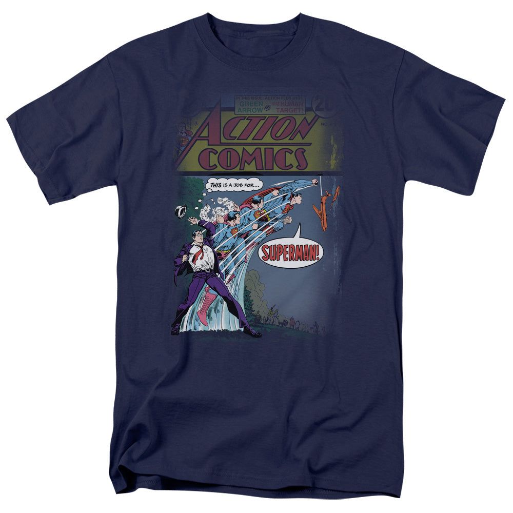 Superman Quick Change Mens T Shirt Navy Retro Pop Classics