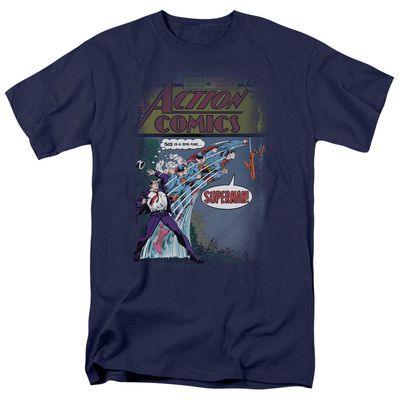 Superman Quick Change Mens T Shirt Navy Retro Pop Classics