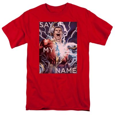 Justice League Say My Name Mens T Shirt Red Retro Pop Classics