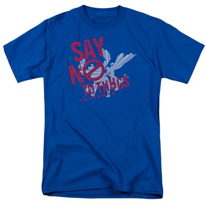 Superman Say No To Thugs Mens T Shirt Royal Blue Retro Pop Classics