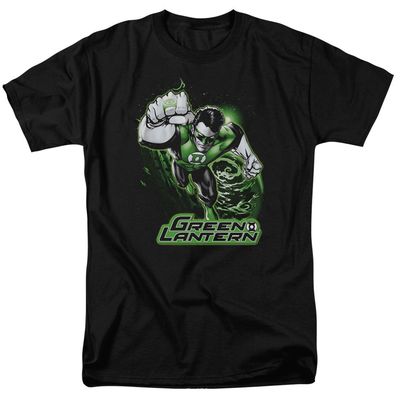 Justice League of America Green Lantern Green &amp; Gray Mens T Shirt Black Retro Pop Classics
