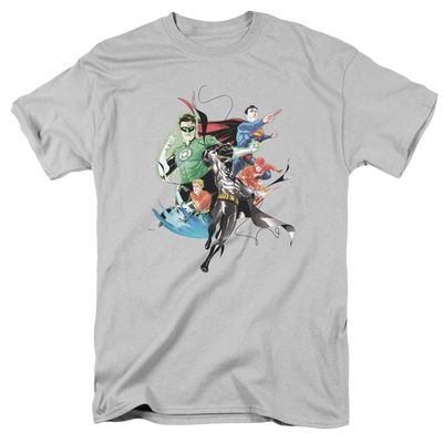 Justice League Mashup Mens T Shirt Silver Retro Pop Classics