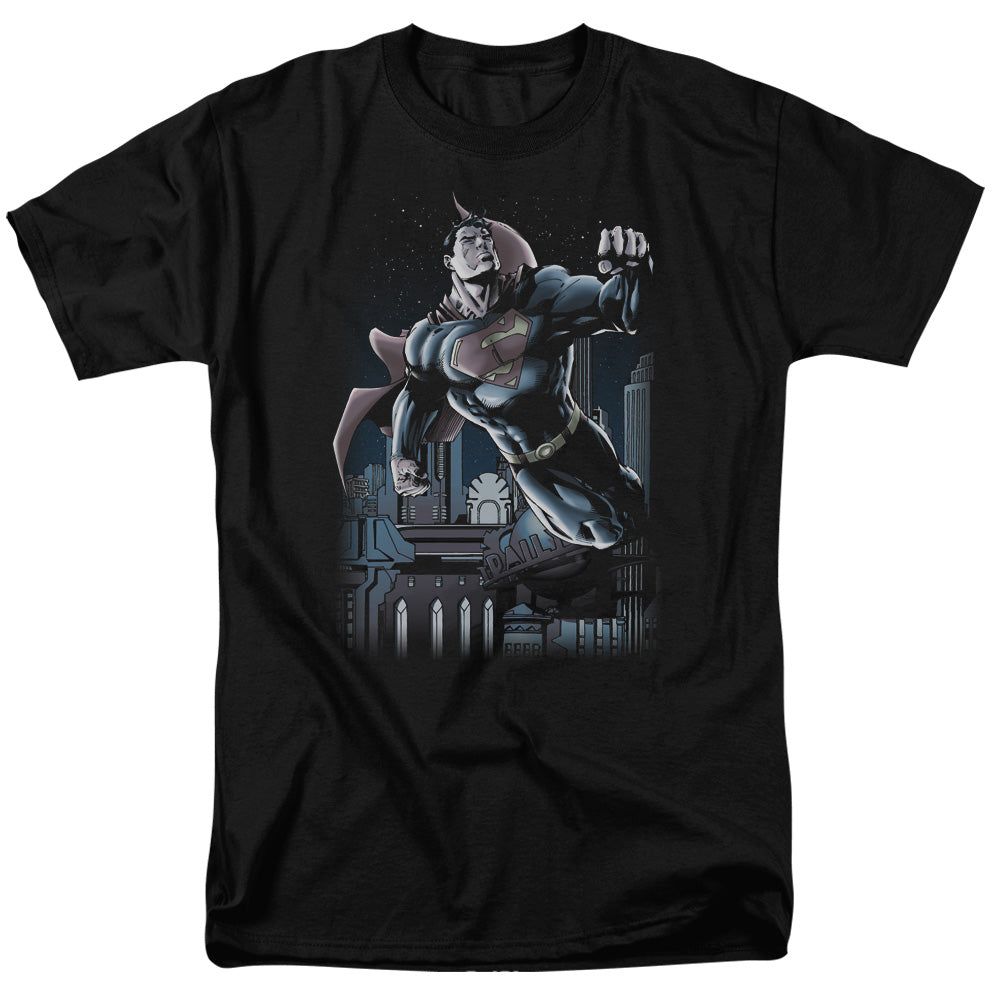 Superman Night Fight Mens T Shirt Black Retro Pop Classics