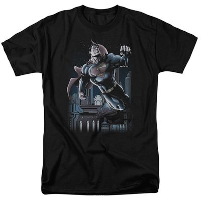 Superman Night Fight Mens T Shirt Black Retro Pop Classics
