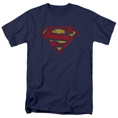 Superman Crackle S Mens T Shirt Navy Retro Pop Classics