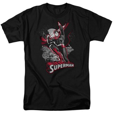 Justice League of America Superman Red &amp; Gray Mens T Shirt Black Retro Pop Classics