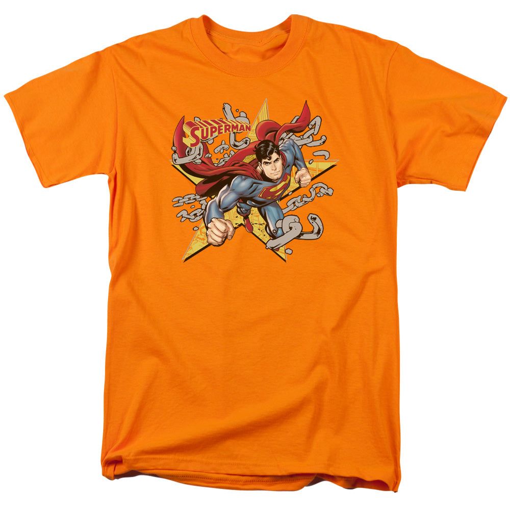 Superman Stars And Chains Mens T Shirt Orange Retro Pop Classics