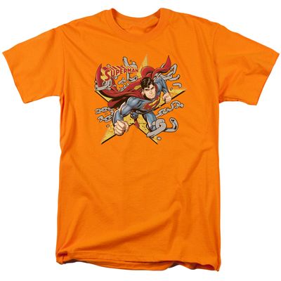 Superman Stars And Chains Mens T Shirt Orange Retro Pop Classics