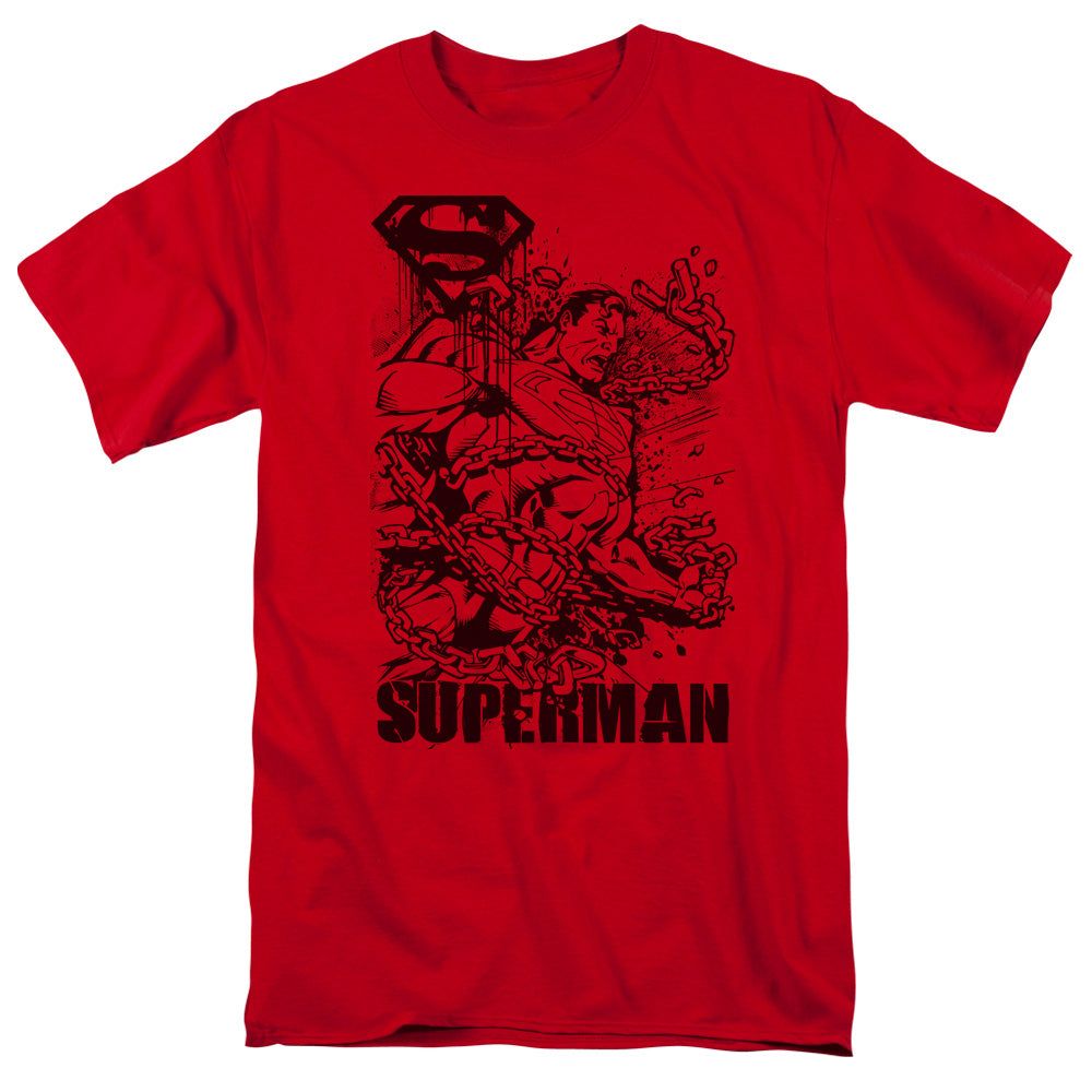 Superman Breaking Chains 2 Mens T Shirt Red Retro Pop Classics