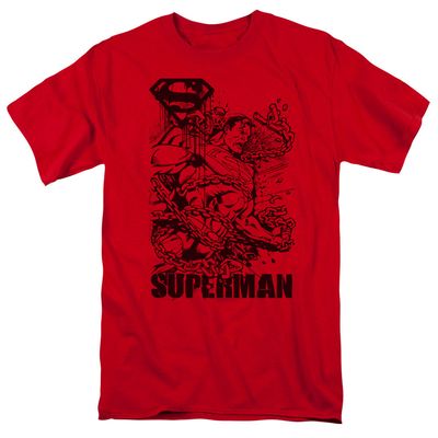 Superman Breaking Chains 2 Mens T Shirt Red Retro Pop Classics