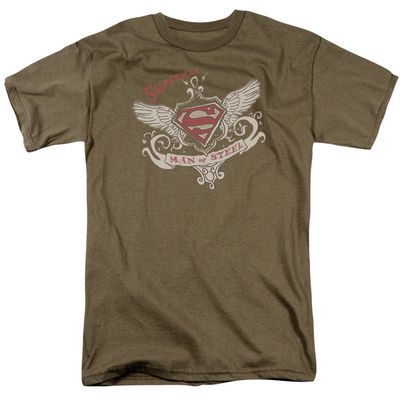 Superman Victorian Wings Supes Mens T Shirt Safari Green Retro Pop Classics