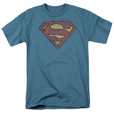Superman Gritty Shield Mens T Shirt Slate Retro Pop Classics