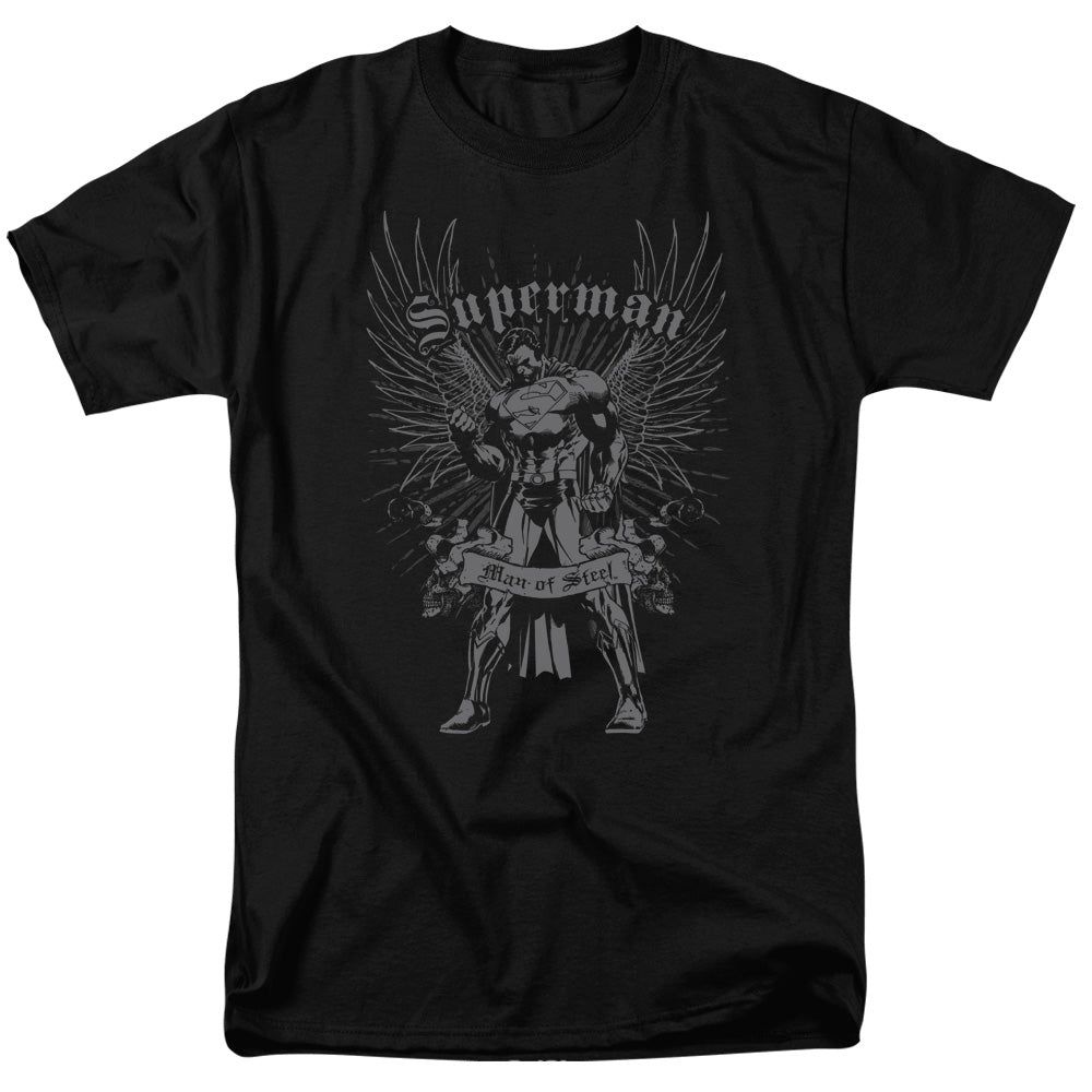Superman Steel Mens T Shirt Black Retro Pop Classics