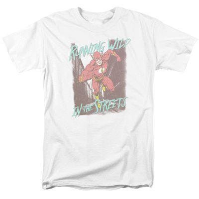 Justice League Running Wild Mens T Shirt White Retro Pop Classics