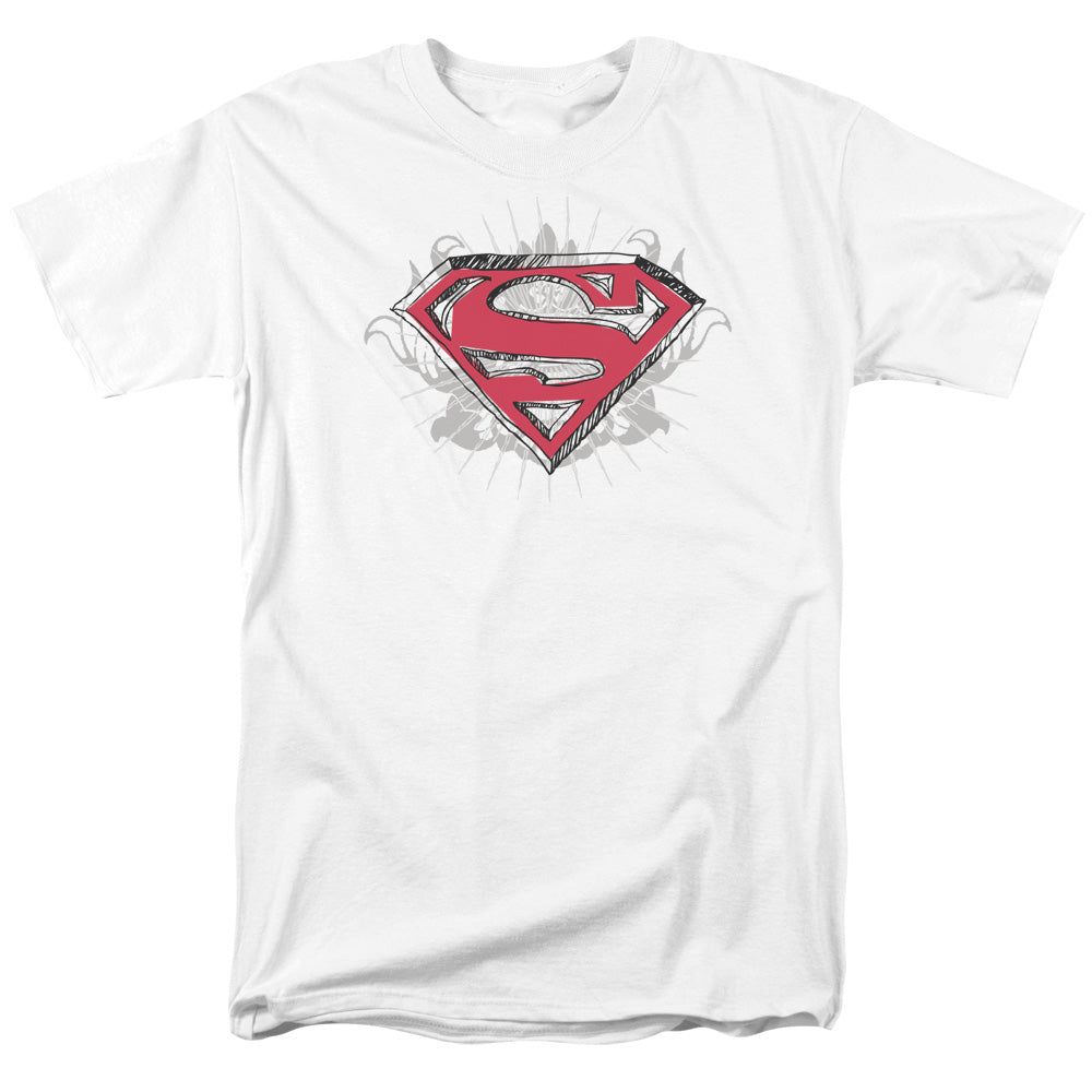 Superman Hastily Drawn Shield Mens T Shirt White Retro Pop Classics