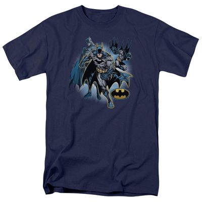 Justice League of America Batman Collage Mens T Shirt Navy Retro Pop Classics