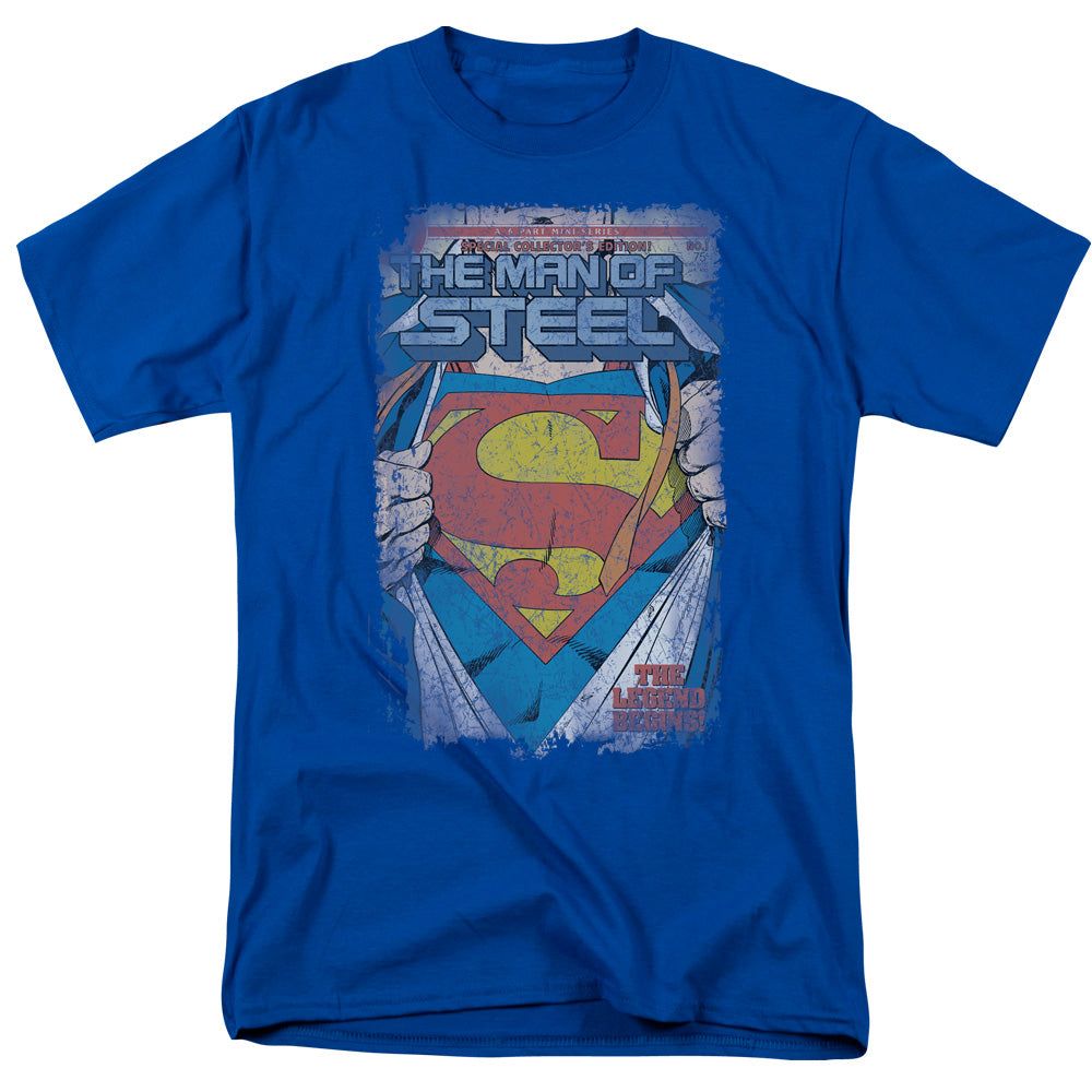 Superman Legendary Mens T Shirt Royal Blue Retro Pop Classics