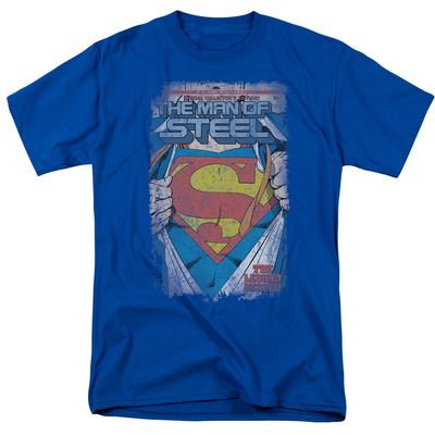 Superman Legendary Mens T Shirt Royal Blue Retro Pop Classics