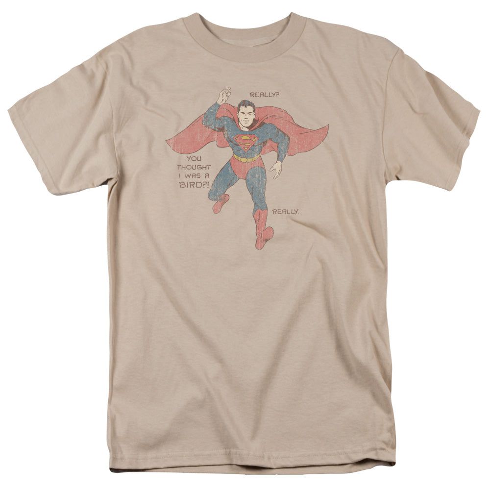 Superman A Bird Mens T Shirt Sand Retro Pop Classics