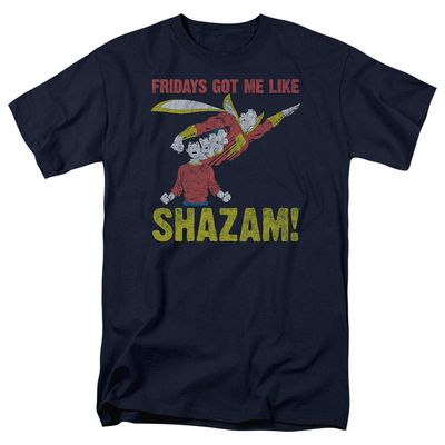 Justice League Fridays Got Me Like Mens T Shirt Navy Blue Retro Pop Classics